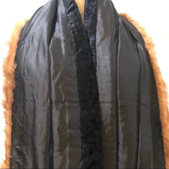 Vintage ‘40s Mink Velvet Trim Silk Lined Scarf Wrap Size 8 X 77 - Picture 4 of 13
